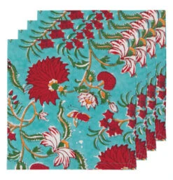 "Block Print Dahlia" Napkins (Set Of 4)