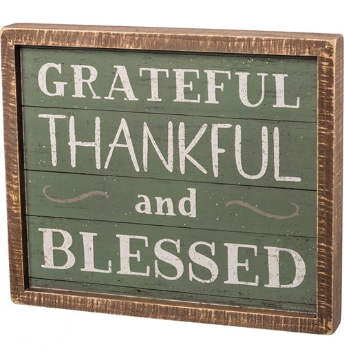 Box Sign "Grateful, Thankful, And Blessed" 1 Box Sign "Grateful, Thankful, And Blessed"