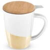 Tea Mug And Infuser, Ceramic "Gold Dipped"