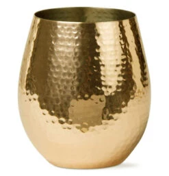 Hammered Stemless Wine Mug (Gold)