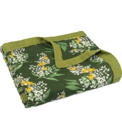 Big Lovey Bamboo Muslin Blanket, "Green Floral"