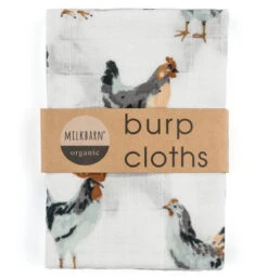 "Chickens" Muslin Burp Cloths, Set Of 2