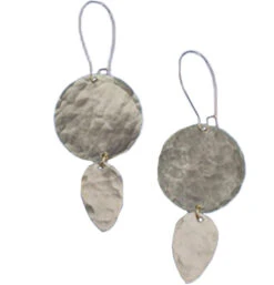 Brass Moon And Drop Earrings