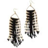 Emilie Arrow Beaded Fringe Black Earrings