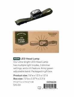 Gentlemen's Hardware Head Torch With Adjustable Band