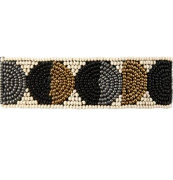 Black & Gold Ivory Circle Beaded Barrette