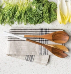 Salad Servers (Set Of 2) "Dipped" -Home Furnishings NDS16 acacia salad servers white style