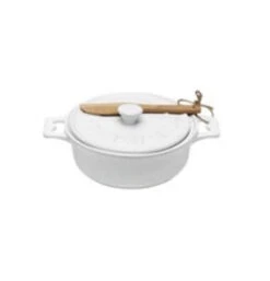 Round Stoneware Brie Baker With Spreader -Home Furnishings Round Stoneware Brie Baker with Spreader White