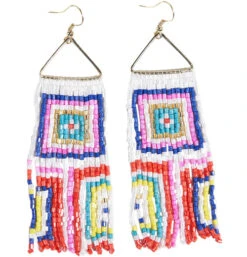 Neon & White Fringe Earrings