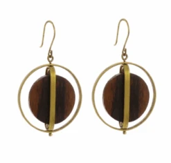 Ocotillo Earrings, "Brass And Wood Cage"
