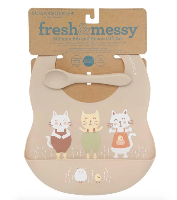 Prairie Kitty Fresh & Messy Bib & Spoon 3 Prairie Kitty Fresh & Messy Bib & Spoon - Image 3