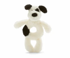 JELLYCAT Bashful Black & Cream Puppy Ring Rattle