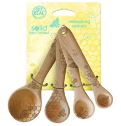 Measuring Spoons, Solid Beechwood (Set Of 4) "Honey Bee"