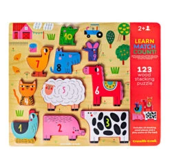 Crocodile Creek Stacking Wood Puzzle "123 Barnyard"