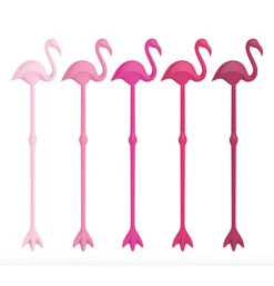 Stir Sticks (Set Of 5) "Flamingos"