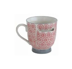 Stoneware Cup W/ Tea Bag Holder -Home Furnishings Stoneware Cup with Tea Bag Holder Gray Red