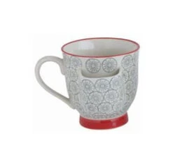 Stoneware Cup W/ Tea Bag Holder -Home Furnishings Stoneware Cup with Tea Bag Holder Red Gray