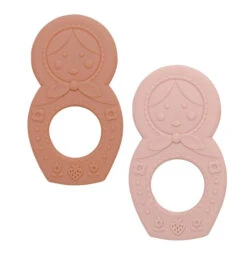 Teethers, Silicone (Set Of 2) "Matryoshka Doll New Rose"