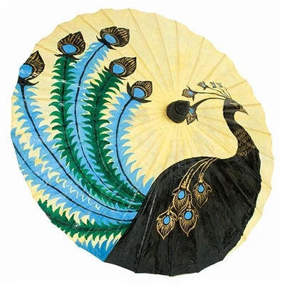 "Nouveau Peacock Natural" Paper Parasol 1 "Nouveau Peacock Natural" Paper Parasol
