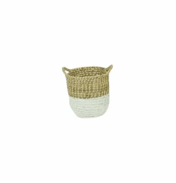 White Dipped Seagrass Hampers W Handles