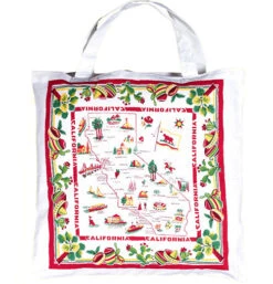 Red And White California Market Tote