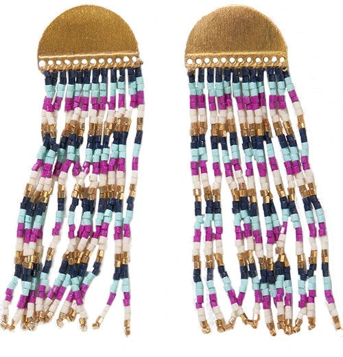 Multicolored Half Circle Fringe Earrings 1 Multicolored Half Circle Fringe Earrings