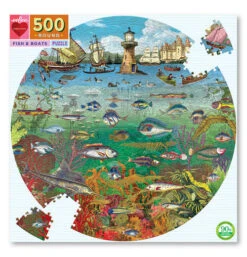 Eeboo Fish & Boats Round 500 Piece Puzzle