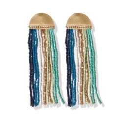 Riley Vertical Striped Earrings, Teal